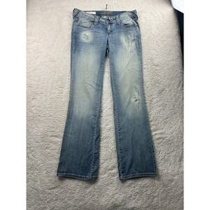 Decree Jeans Womens 5 Blue‎ Boot Cut Stretch Distressed Denim Medium Wash Faded